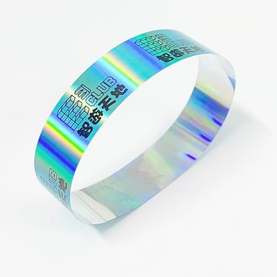 工場 卸売 レーザー グリッター 閃光 手首ストラップ パーソナライズ スタイル バーコード ロゴ 紙 イベント用 手首ストラップ