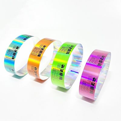 工場 卸売 レーザー グリッター 腕帯 ネオン カラー ラニボー レーザー バーコード ロゴ 輝く レーザー 紙 腕帯 イベント