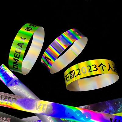 工場レーザー 輝き紙 ブレスレット イベント オーダーメイド コンサート フェスティバル ネオン レインボー 輝くレーザー プロモーション 紙 ブレスレット