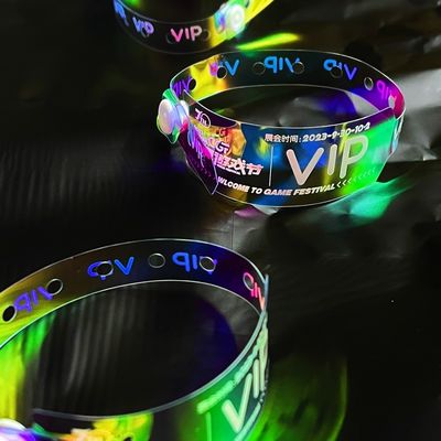 卸売 防水 輝く腕帯 オーダーメイド ロゴ プロモーション ギフト イベント レインボー 閃光 透明 レーザー PVC 腕帯