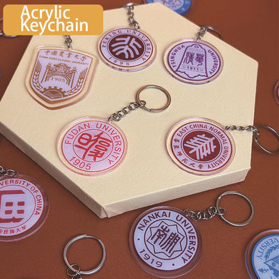 パーソナライズされた学校祭り日 プレゼント アクリルキーチェン 金属の指輪付き プレゼント 学校の紋章 シンボル アクリルキーチェン
