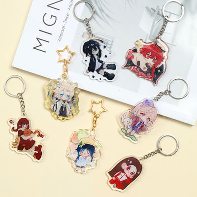 金属リング付き透明アクリルキーチェン 耐久性 アニメーション キャラクター プリント 理想的な贈り物 アクリルキーチェン