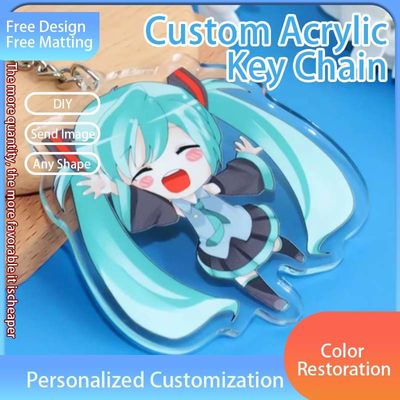 透明なアクリルキーチェイン 金属のリング かわいいアニメーション キャラクター 印刷