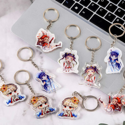 耐久性のあるカスタムアクリルキーチェーン カーテンキャラクター 金属リングで明確に印刷