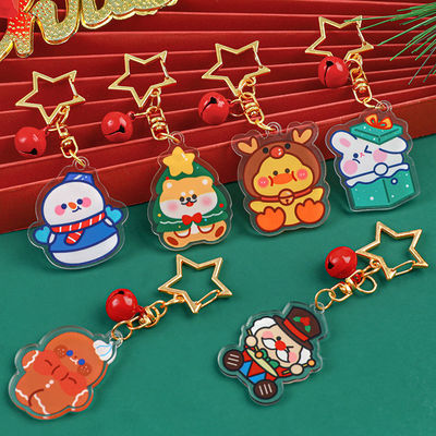 クリスマス・スノーマン プリント アクリルキーチェーンのキーリング
