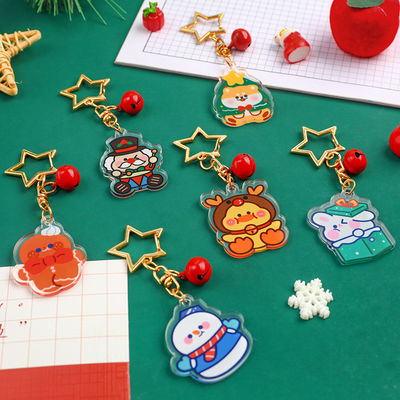 クリスマス・フェスティバル アクリルキーチェンキーリング 可愛いスノーマン プリントと耐久性素材