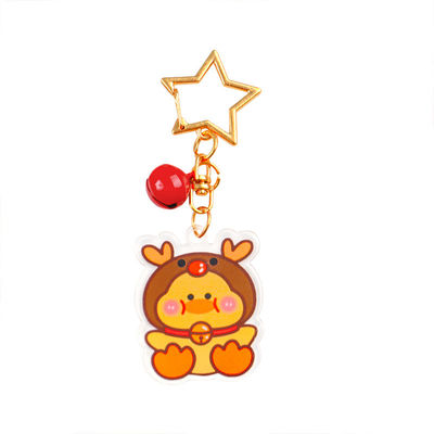 クリスマス・フェスティバル カスタム アクリルキーチェン キーリング 透明 可愛い漫画 クリスマス・フェスティバル スノーマン 魅力的なキーチェン